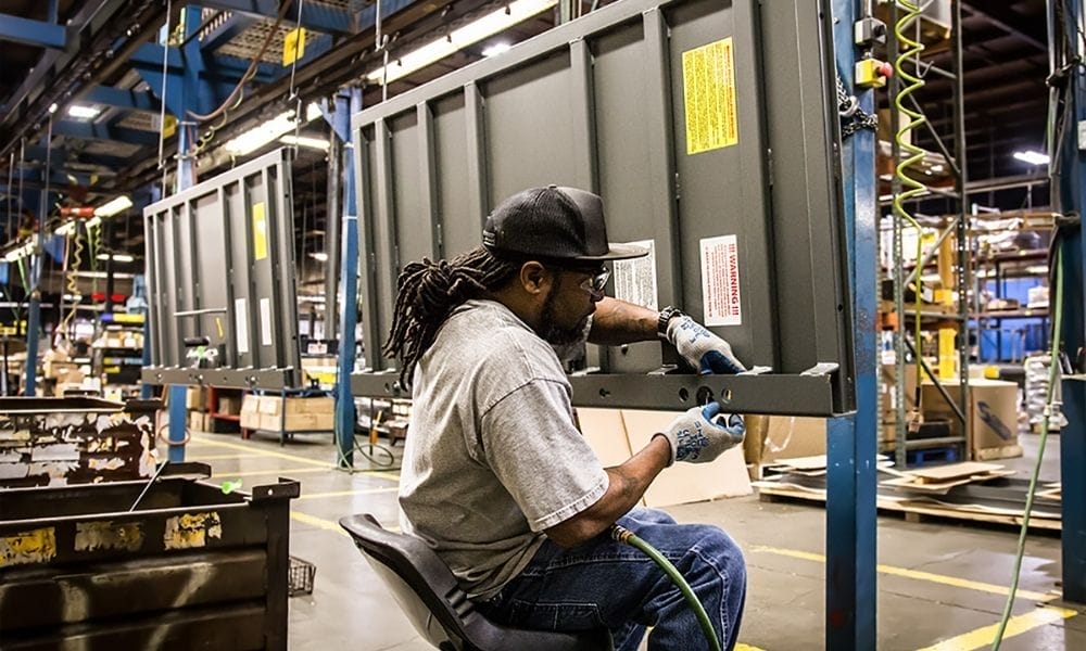 man seen working on production floor