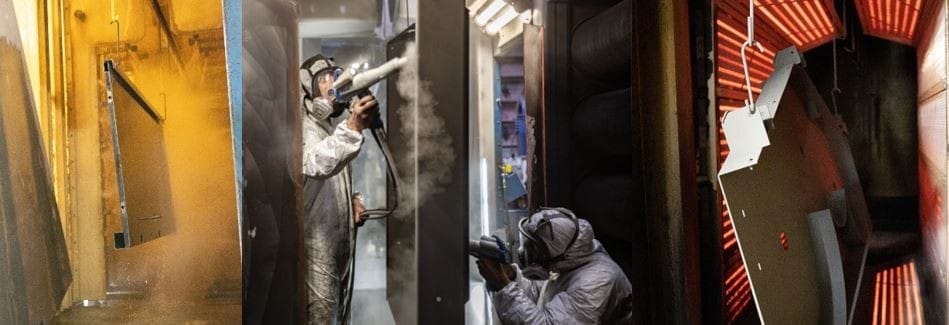 panel of 4 powder coating images